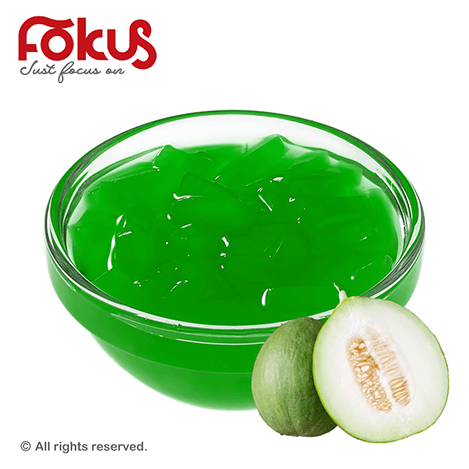 Green honeydew jelly for bubble tea and desserts – sweet, refreshing topping for drinks and treats